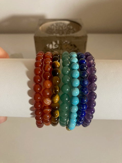 Bracelets en pierres naturelles de 6 mm lithothérapie 1 pour chaque Chakra