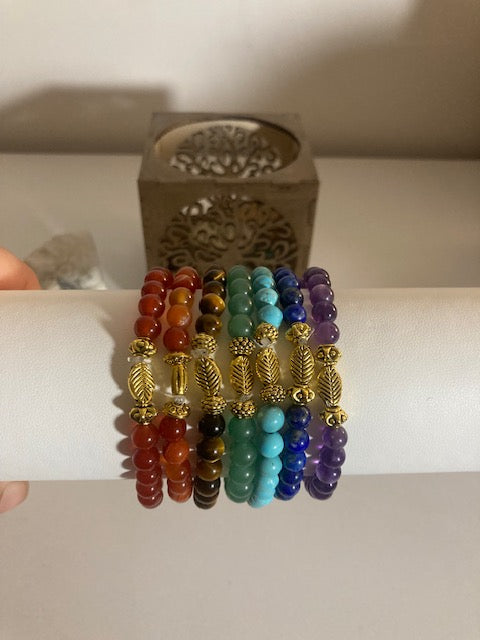 Bracelets en pierres naturelles de 6 mm lithothérapie 1 pour chaque Chakra