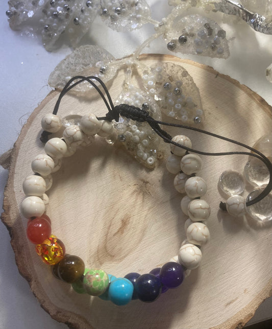 Bracelet 7 chakras double blanc