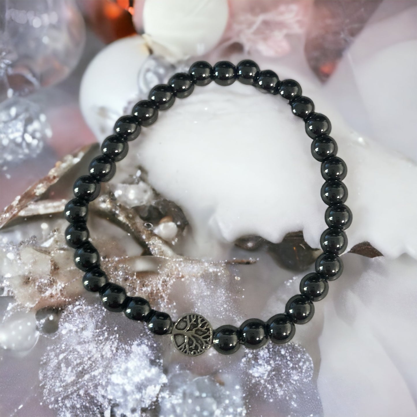 Bracelets Hematites et charm arbre de vie Chakra racine